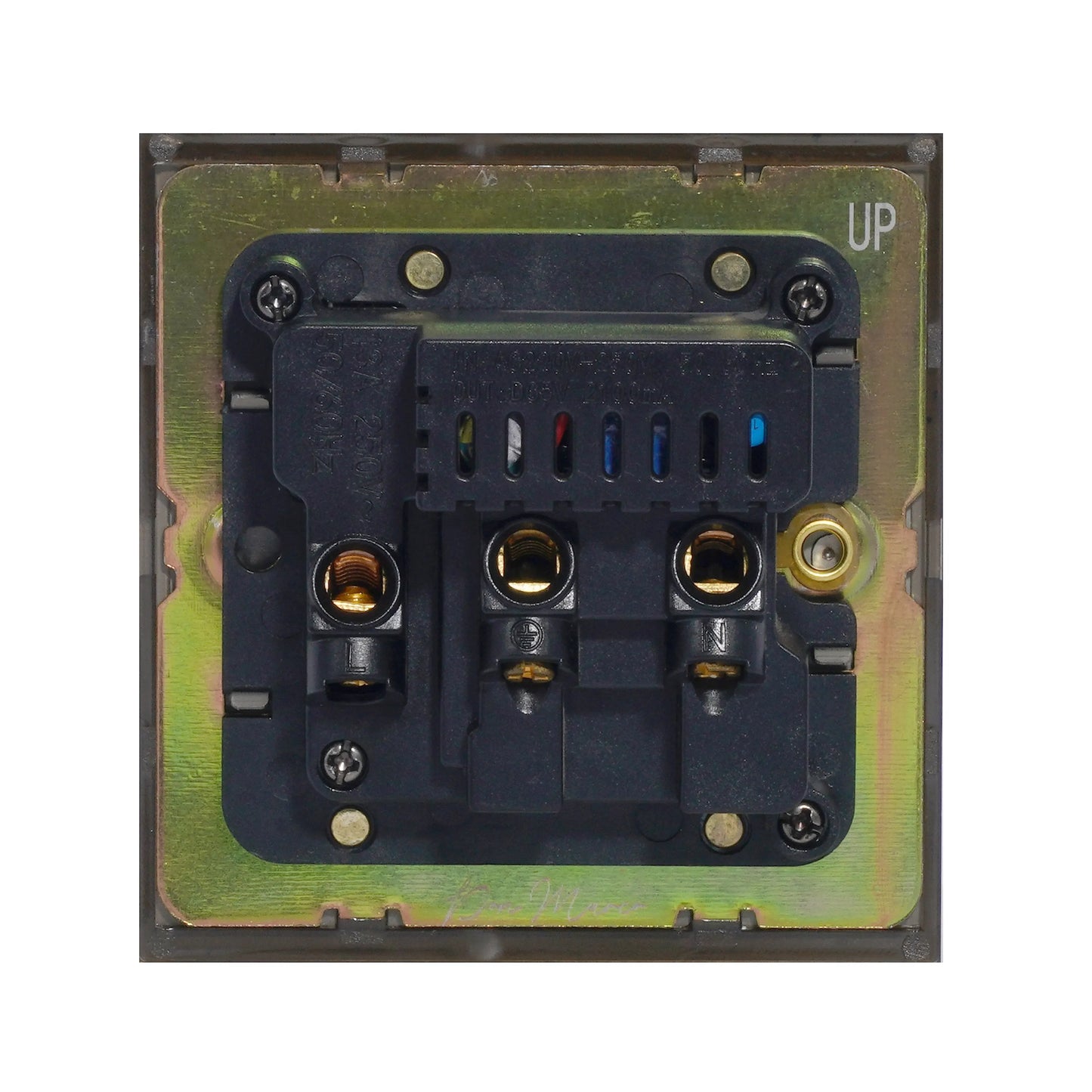 Single UK Socket 13A – On/Off + 2USB – Stainless Steel