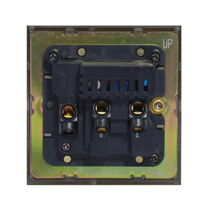 Single UK Socket 13A – On/Off + 2USB – Stainless Steel