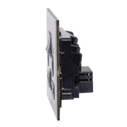 Double MF Socket 13A – On/Off + USB + Type-C – Stainless Steel