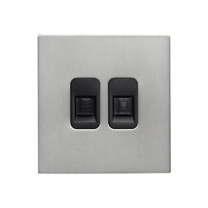 Tel + Computer Socket – Stainless Steel