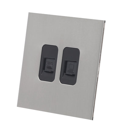 Tel + Computer Socket – Stainless Steel