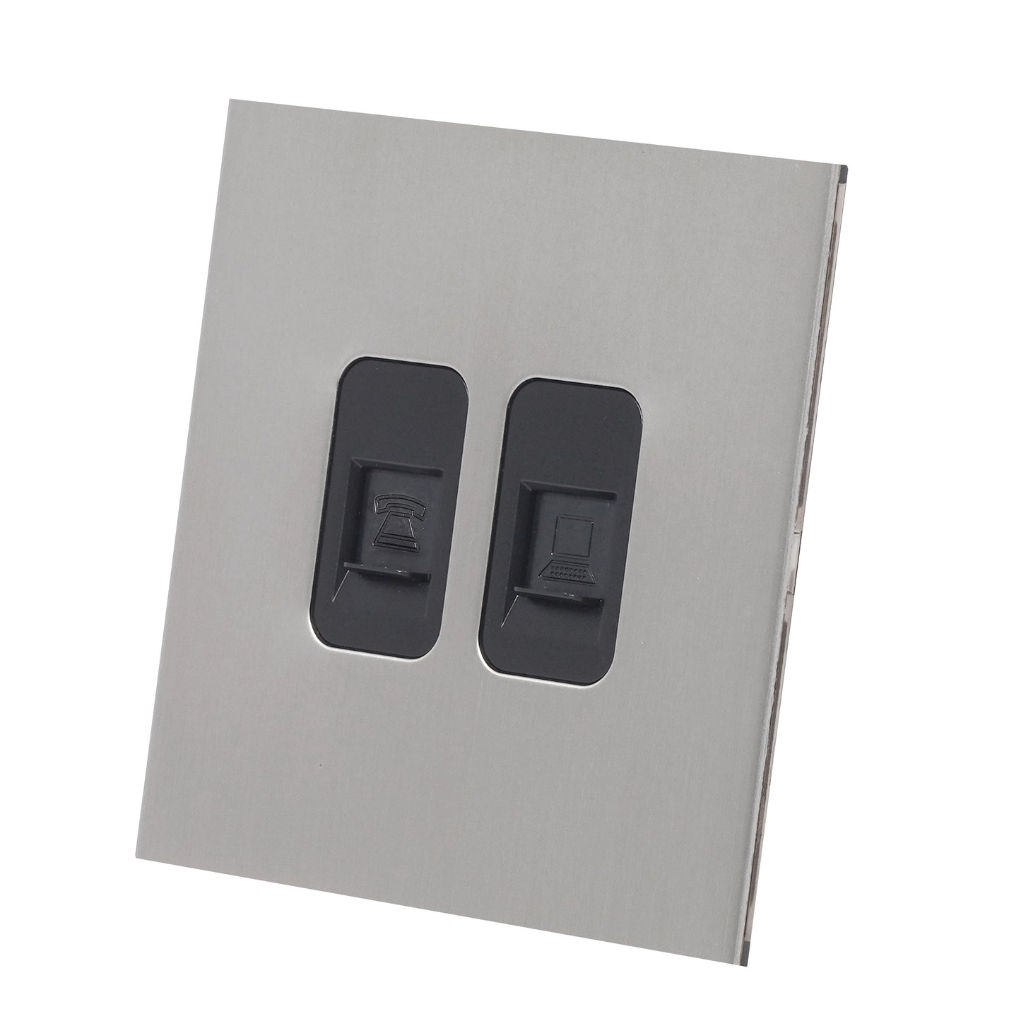 Tel + Computer Socket – Stainless Steel