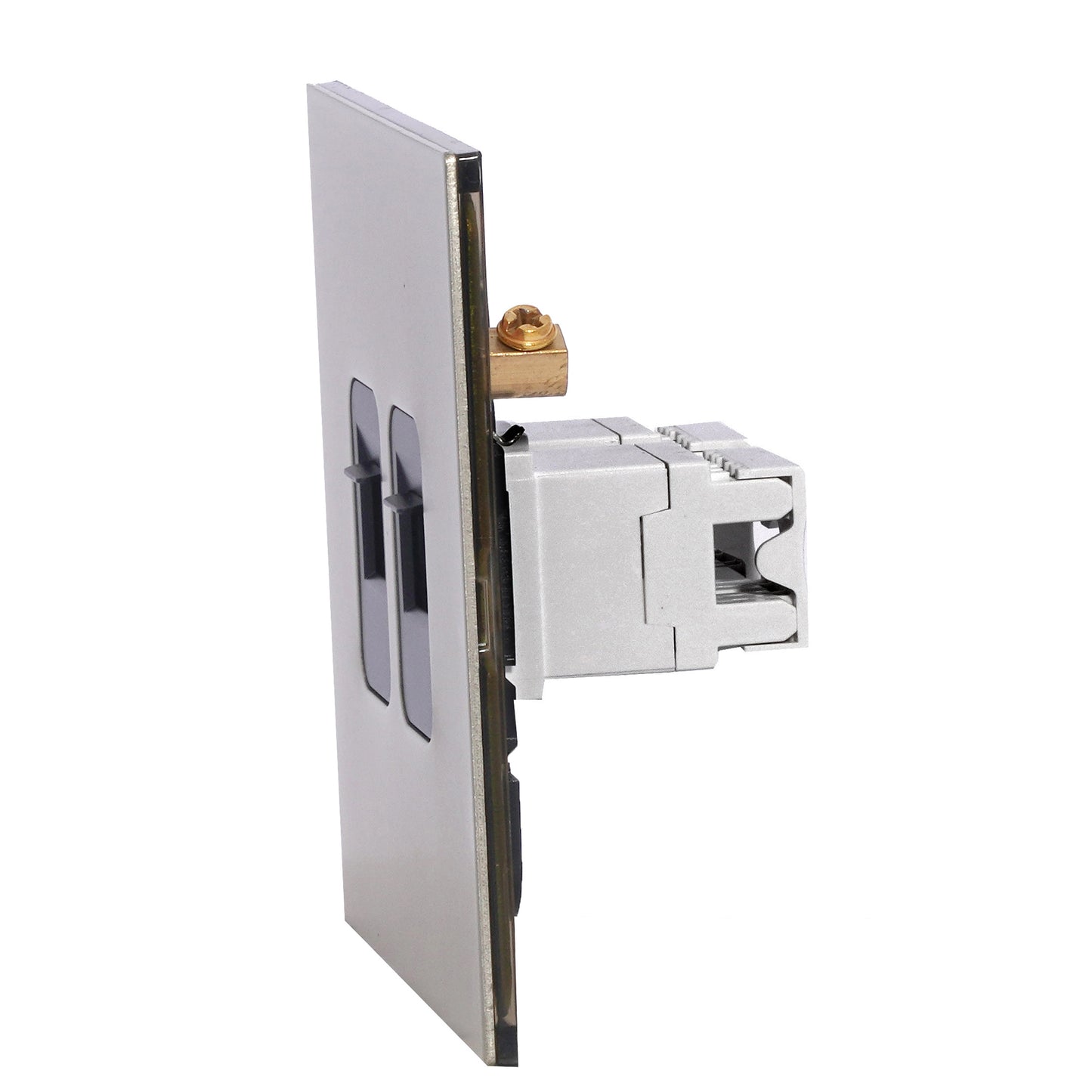 Double Computer Socket – (RJ45/CAT6) – Stainless Steel