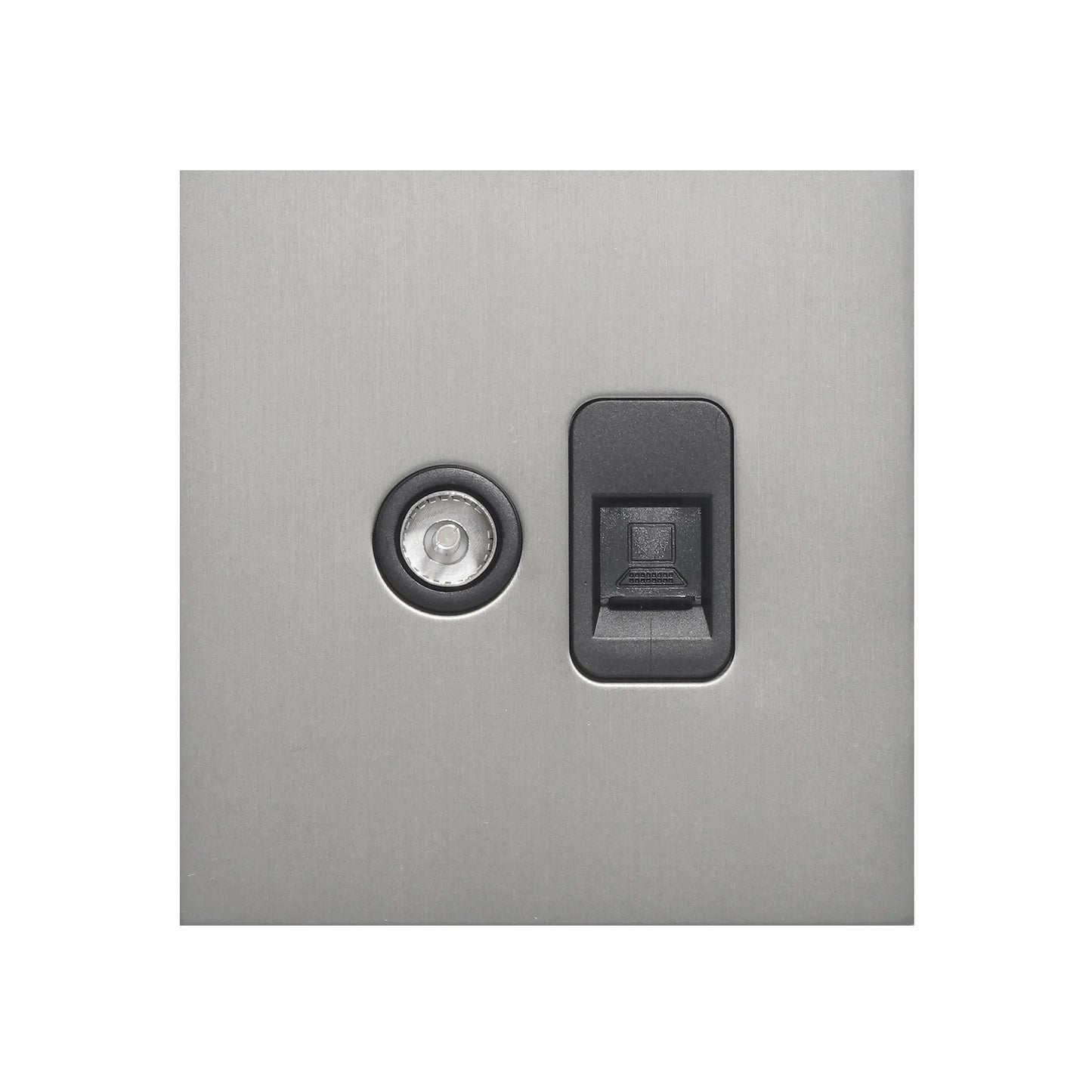 TV + Computer Socket – Stainless Steel