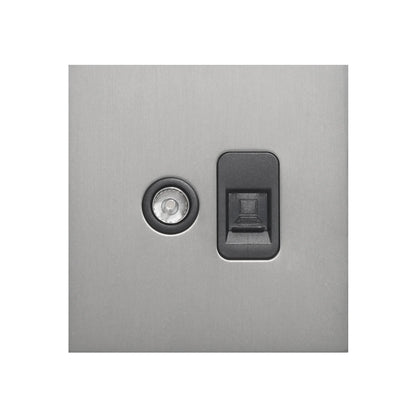 TV + Computer Socket – Stainless Steel