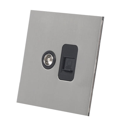 TV + Computer Socket – Stainless Steel