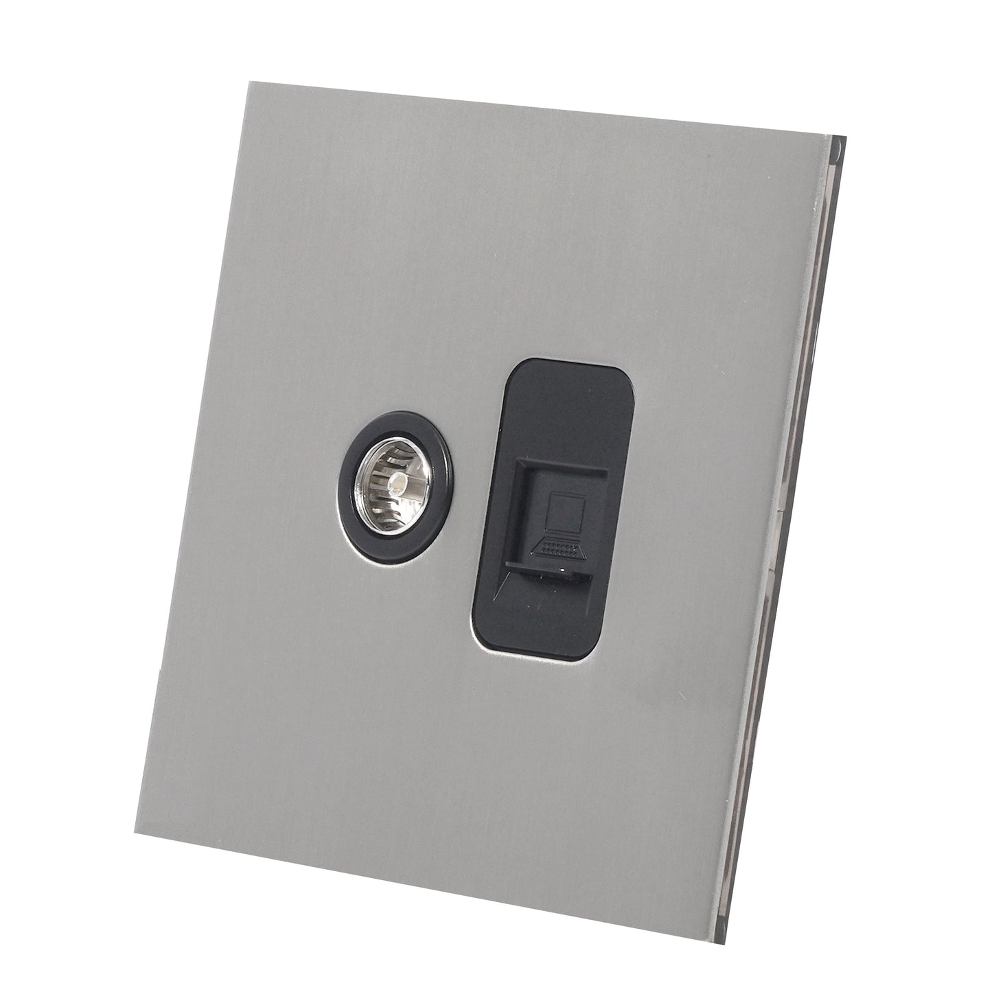 TV + Computer Socket – Stainless Steel