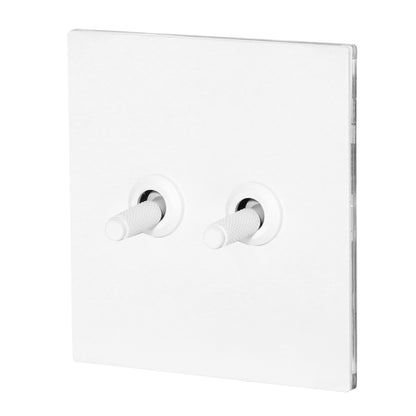 2 Gang 2 Way Switch – Knurled Toggle – Stainless Steel / Copper