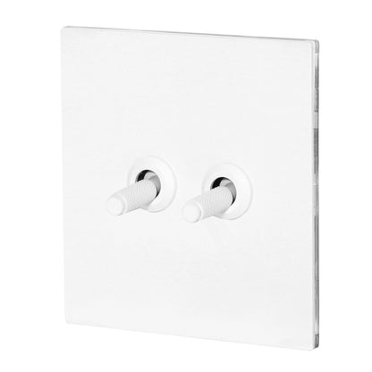 2 Gang 2 Way Switch – Knurled Toggle – Stainless Steel / Copper