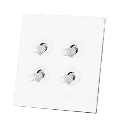 4 Gang 2 Way Switch (86) – Knurled Toggle – Stainless Steel / Copper