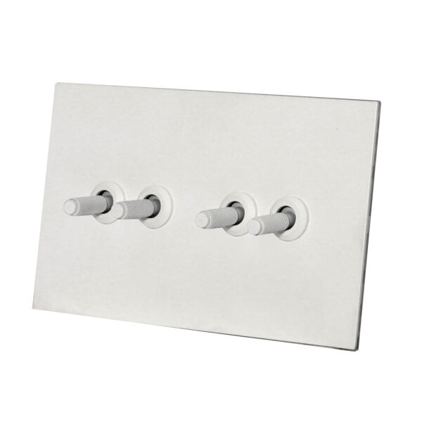 4 Gang 2 Way Switch (148) – Knurled Toggle – Stainless Steel / Copper