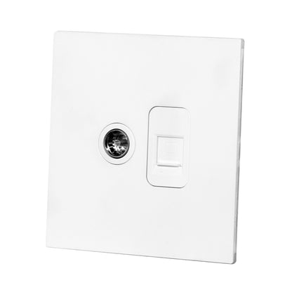 TV + Computer Socket – Stainless Steel