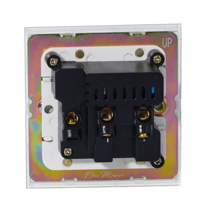 Double UK Socket 13A – On/Off + 2USB – Stainless Steel