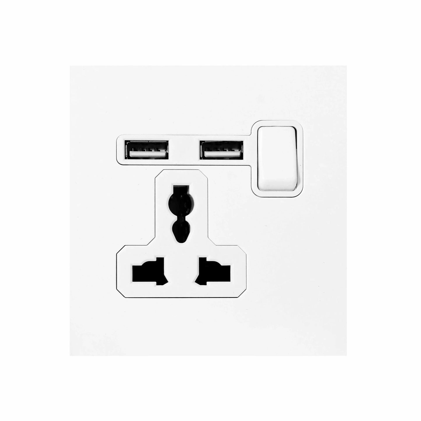 Single MF Socket 13A – On/Off + 2USB – Stainless Steel