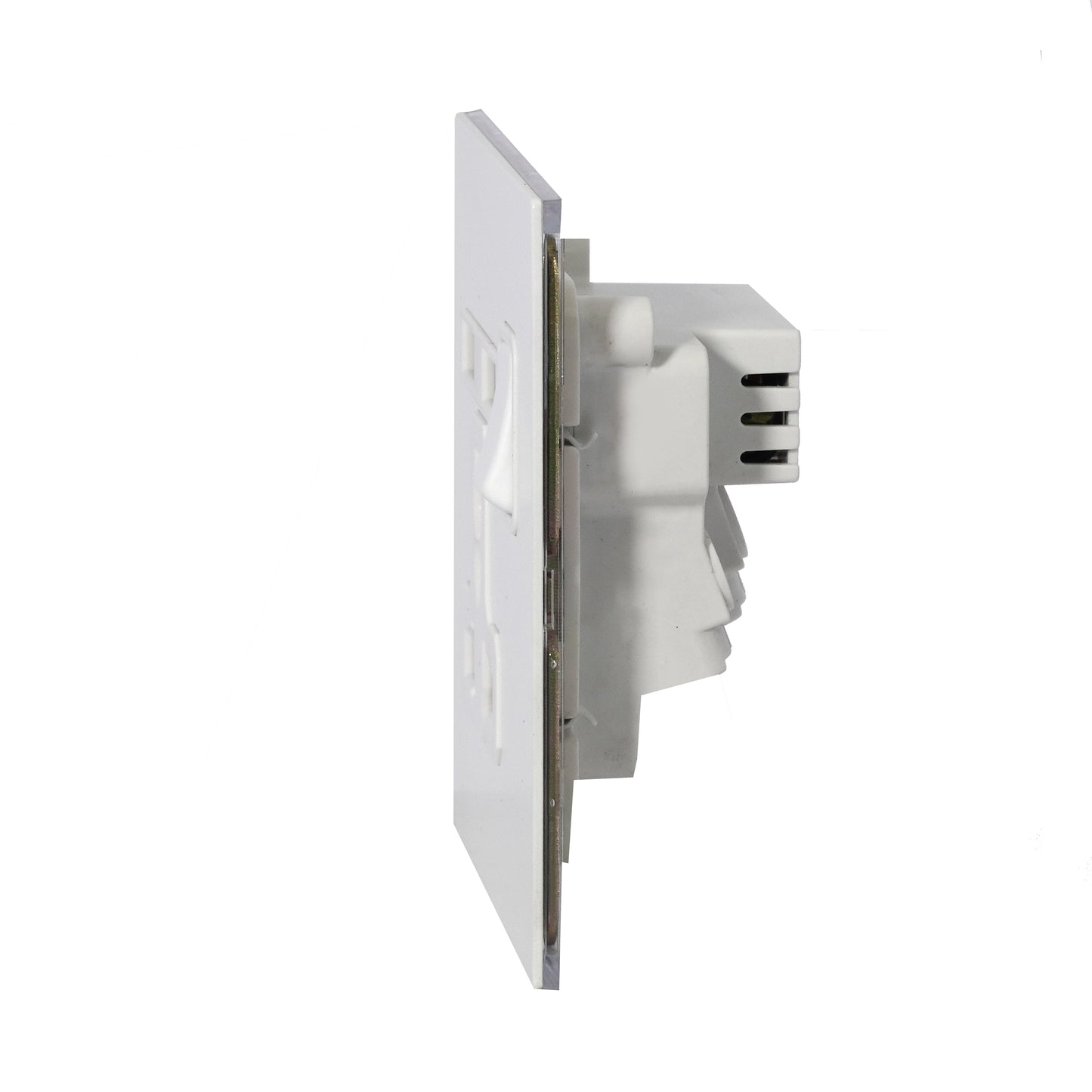 Single MF Socket 13A – On/Off + 2USB – Stainless Steel