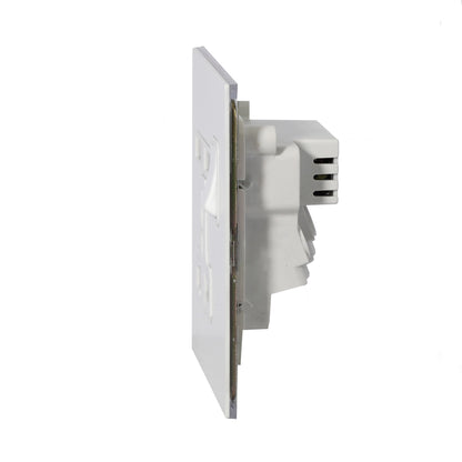 Single MF Socket 13A – On/Off + 2USB – Stainless Steel