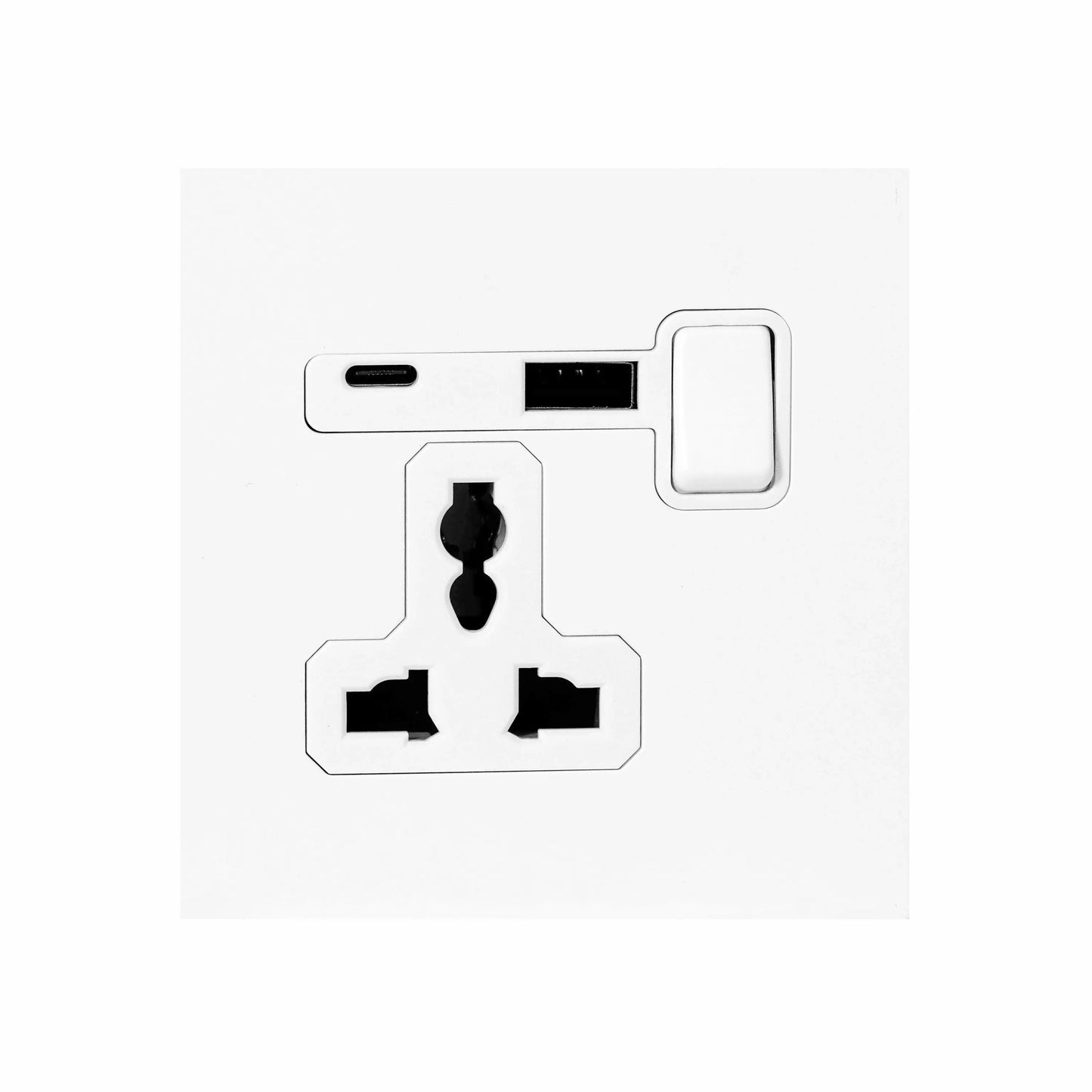 Single MF Socket 13A – On/Off + USB + Type-C – Stainless Steel