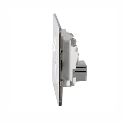 Double UK Socket 13A – On/Off + USB + Type-C – Stainless Steel