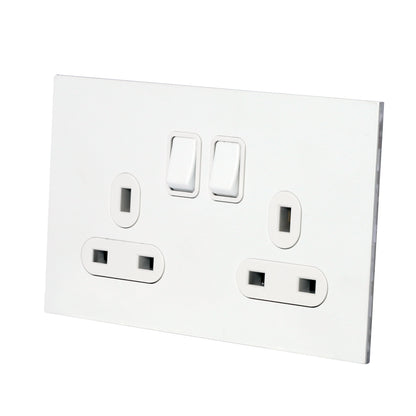 Double UK Socket 13A – On/Off – Stainless Steel