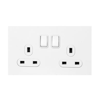 Double UK Socket 13A – On/Off – Stainless Steel