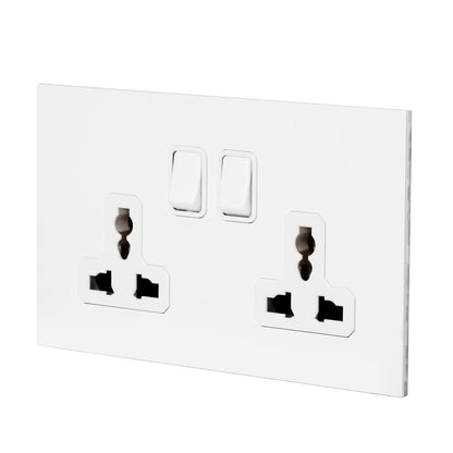 Double MF Socket 13A – On/Off – Stainless Steel