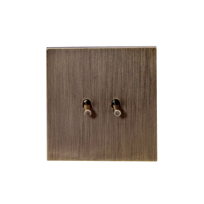 2 Gang 2 Way Switch – Plain Toggle – Stainless Steel / Copper