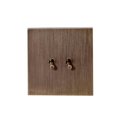 2 Gang Intermediate Switch – Plain Toggle – Stainless Steel / Copper