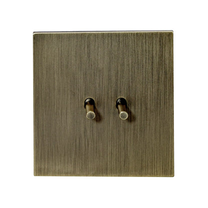 2 Gang Intermediate Switch – Plain Toggle – Stainless Steel / Copper