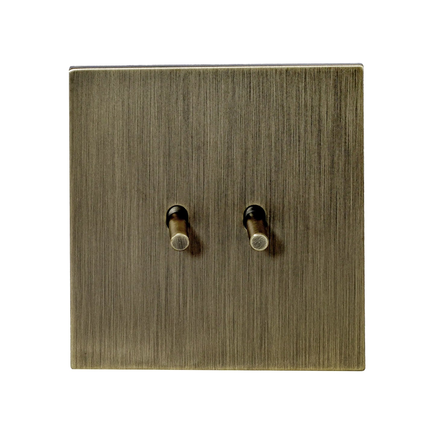 2 Gang 2 Way Switch – Plain Toggle – Stainless Steel / Copper
