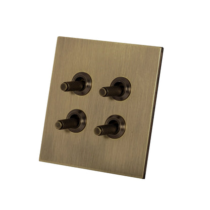 4 Gang 2 Way Switch (86) – Knurled Toggle – Stainless Steel / Copper
