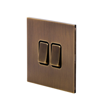 2 Gang 2 Way Switch – Rocker Button – Stainless Steel