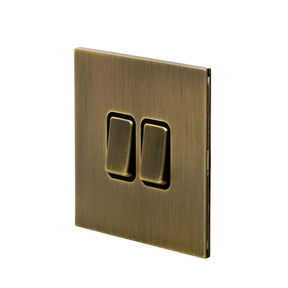 2 Gang 2 Way Switch – Rocker Button – Stainless Steel