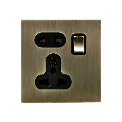 Single 5-Pin Socket 13A – On/Off – Stainless Steel