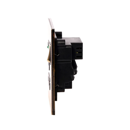 Single UK Socket 13A – On/Off + 2USB – Stainless Steel