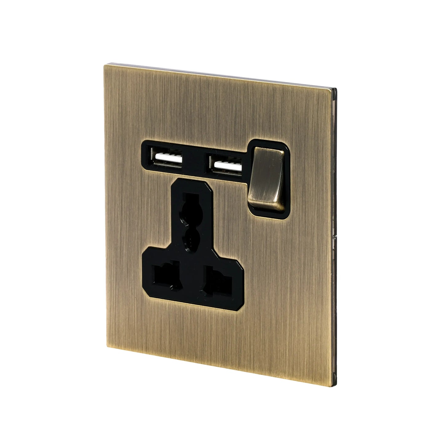 Single MF Socket 13A – On/Off + 2USB – Stainless Steel