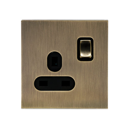 Single UK Socket 13A – On/Off – Stainless Steel