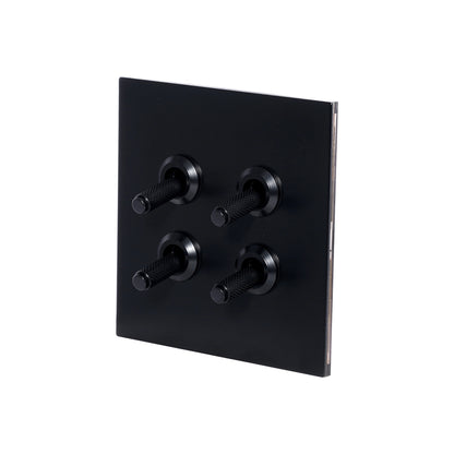 4 Gang 2 Way Switch (86) – Knurled Toggle – Stainless Steel / Copper