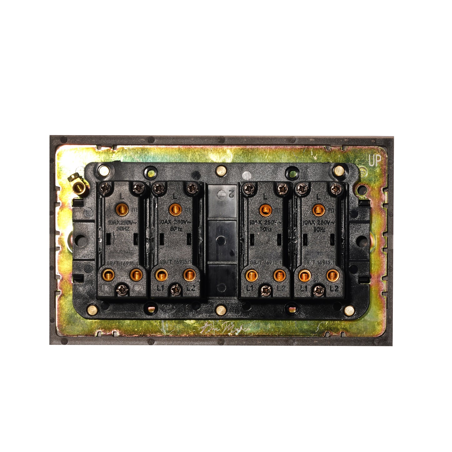4 Gang 2 Way Switch (148) – Plain Toggle – Stainless Steel / Copper