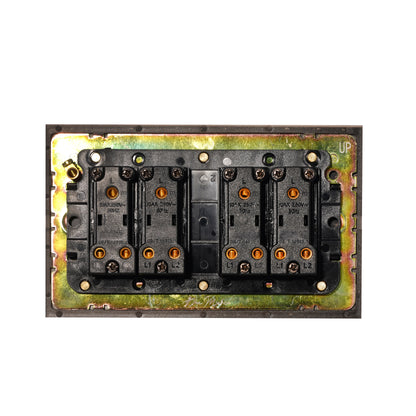 4 Gang 2 Way Switch (148) – Plain Toggle – Stainless Steel / Copper