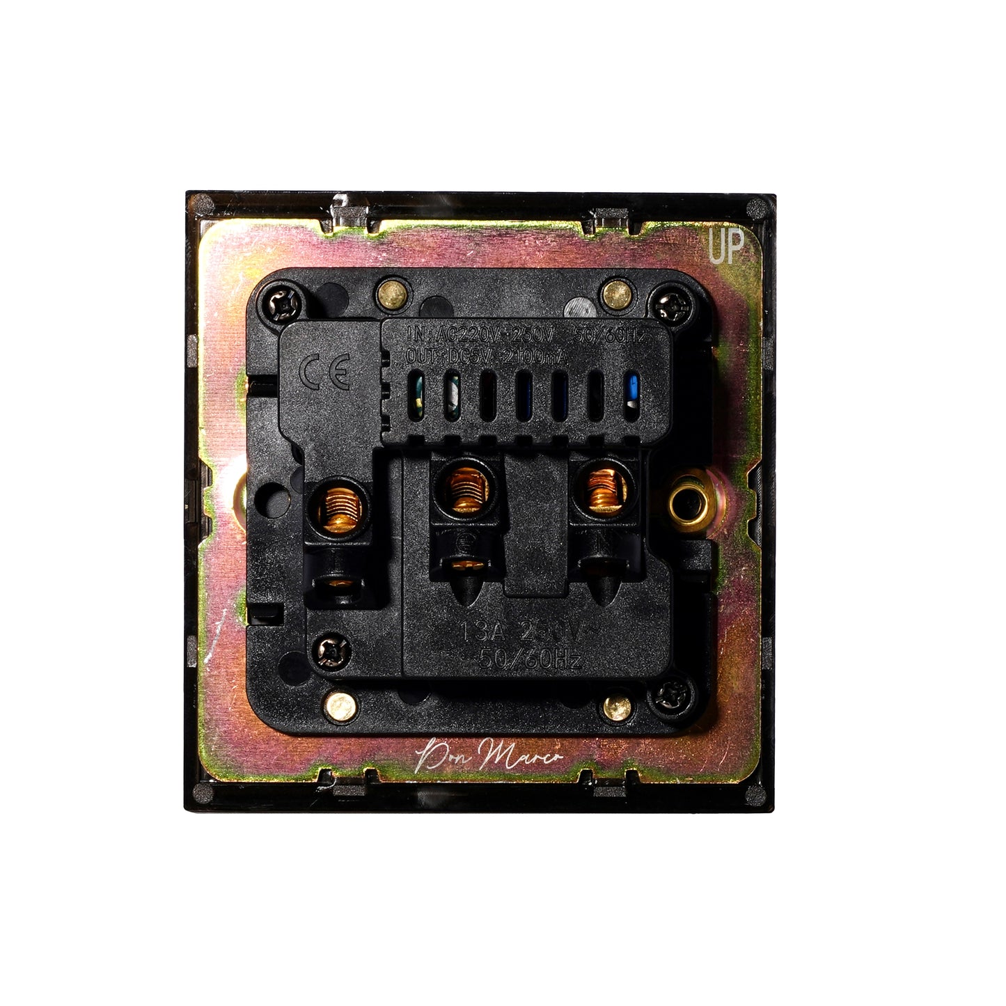 Single MF Socket 13A – On/Off + 2USB – Stainless Steel