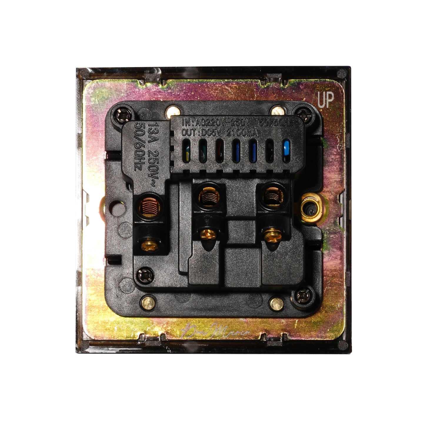 Single UK Socket 13A – On/Off + 2USB – Stainless Steel