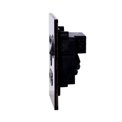 Single UK Socket 13A – On/Off + 2USB – Stainless Steel