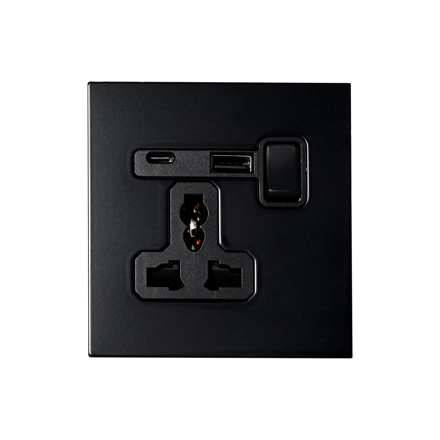 Single MF Socket 13A – On/Off + USB + Type-C – Stainless Steel