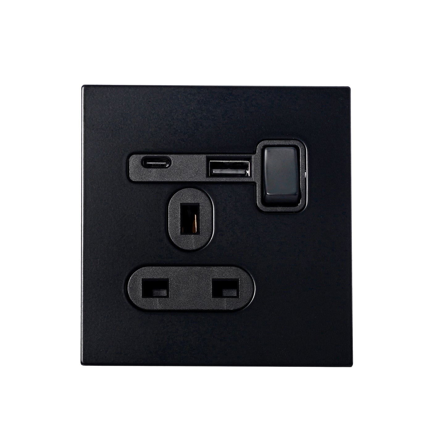 Single UK Socket 13A – On/Off + USB + Type-C – Stainless Steel
