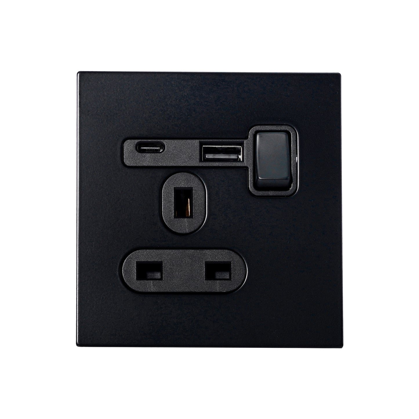 Single UK Socket 13A – On/Off + USB + Type-C – Stainless Steel