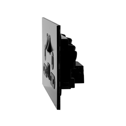 Double UK Socket 13A – On/Off + USB + Type-C – Stainless Steel