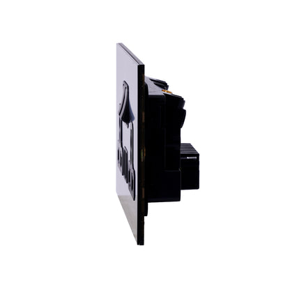 Double MF Socket 13A – On/Off + USB + Type-C – Stainless Steel
