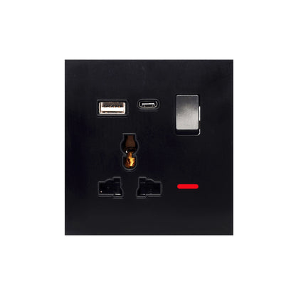 Single MF Socket 13A USB + Type-C (5V 2.1A) – Ultra Thin Acrylic Glass