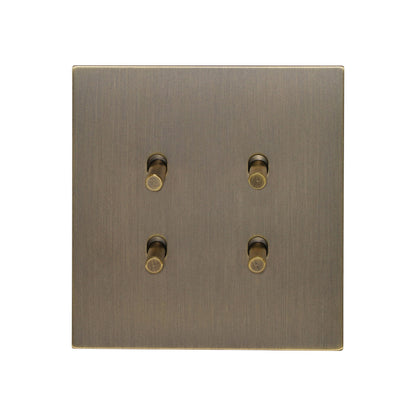 4 Gang 2 Way Switch (86) – Plain Toggle – Stainless Steel / Copper