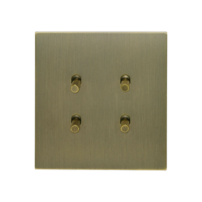 4 Gang 2 Way Switch (86) – Plain Toggle – Stainless Steel / Copper
